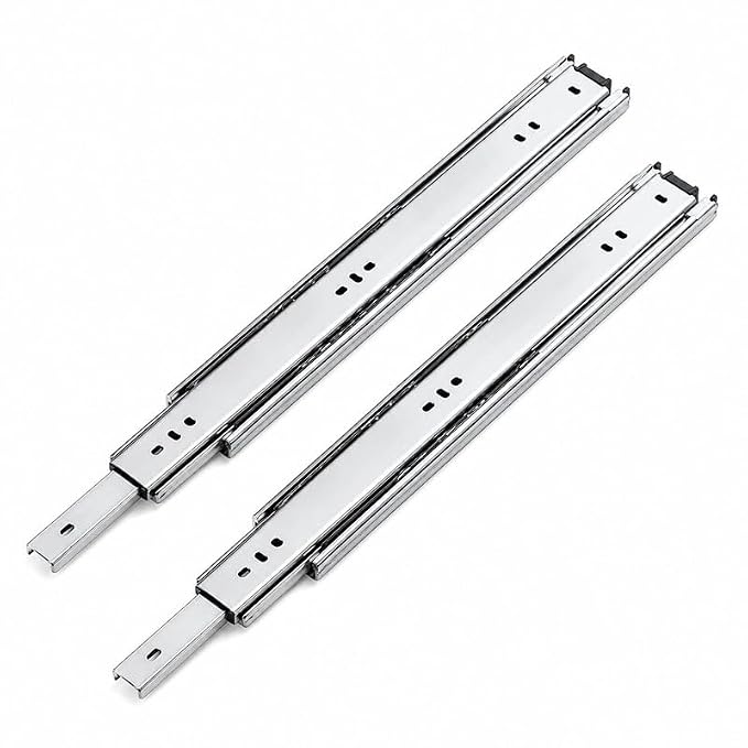 Kitchener Premium Telescopic Drawer Slides for Washing Box, Heavy Duty Ball Bearing Drawer Channel, Galvanized Steel, Side Mount Full Extension, 16 Inch, 1 Box (1 Pair/2 Units)